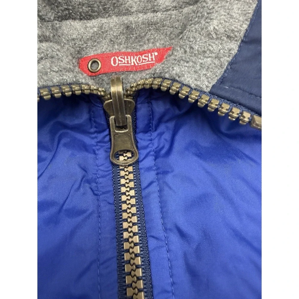 OshKosh B'Gosh Reversible Jacket Size 2t Blue Fleece Lined 90s Kids Coat Vintage